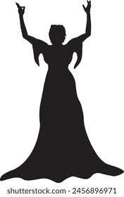 Detailed silhouette of a mage woman in long dress.