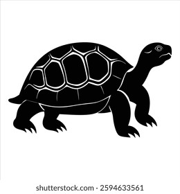 A detailed silhouette vector illustration of the extinct Pinta Island tortoise, perfect for educational, wildlife, and conservation-themed designs. Ideal for microstock use, this high-quality vector h