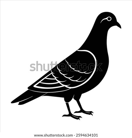 A detailed silhouette vector illustration of the extinct passenger pigeon, perfect for educational, historical, and wildlife-themed projects. Ideal for microstock sites, this design highlights the