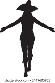 Detailed silhouette of the witch woman illustration.