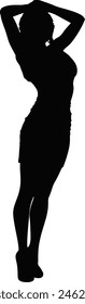 Detailed silhouette of a woman in short party dress and high heels.