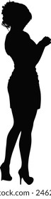 Detailed silhouette of a woman in short party dress and high heels.