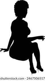 Detailed silhouette of a woman in short party dress and high heels.