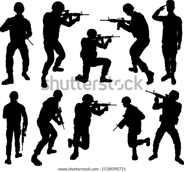 Detailed Silhouettes Military Armed Forces Army Stock Vector (Royalty ...