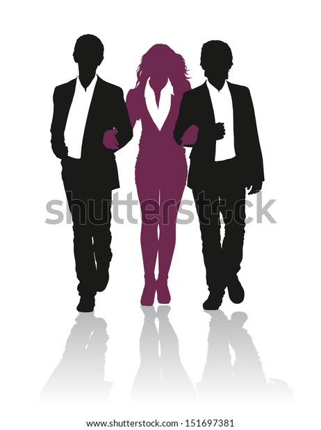 Detailed Silhouettes Young People Walking Arm Stock Vector Royalty Free