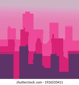 detailed Simple pink city background 