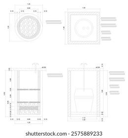 detailed sketch of a biofilter septic tank with absorption well