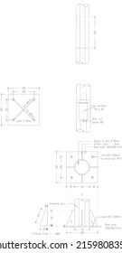 Detailed Sketch Of The Connection Of A Street Light Pole Made Of Iron