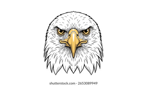 Detailed Sketch of an Eagle's Fierce Head with Intense Eyes and a Sharp Beak Displaying a Majestic and Powerful Presence