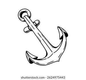 a detailed sketch of a large classic ship anchor