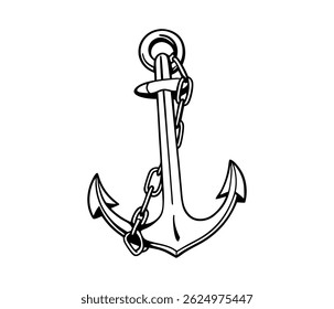 a detailed sketch of a large classic ship anchor
