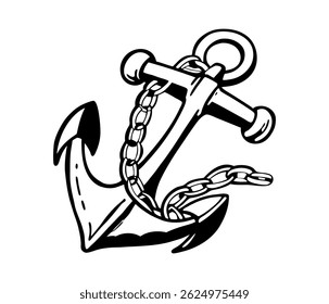 a detailed sketch of a large classic ship anchor