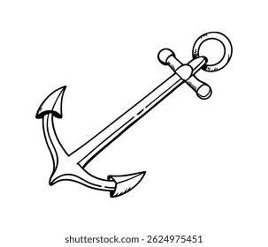 a detailed sketch of a large classic ship anchor