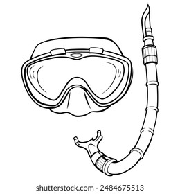 A detailed sketch of a snorkel and mask, promising an exploration of the colorful marine world.