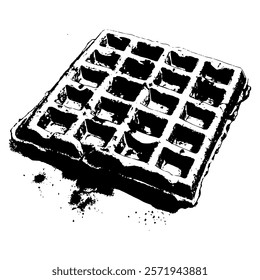 detailed sketch of a sweet waffle design black and white vector