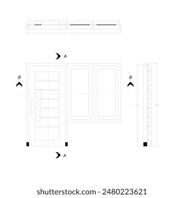 detailed sketch of a wooden window door