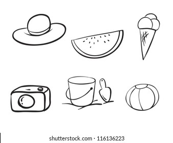 detailed sketches of various objects on a white