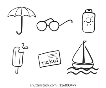 detailed sketches of various objects on a white