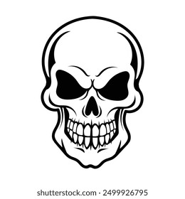 Detailed skull line art with intricate designs, suitable for high-quality prints and creative projects needing a sophisticated and artistic touch