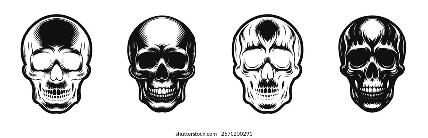 Detailed Skull Vector Illustrations In Sketch Style