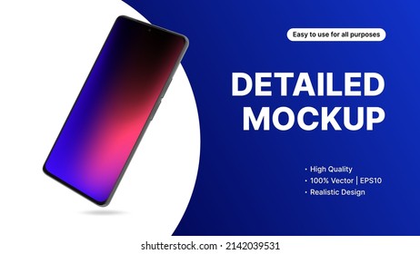Detailed Smartphone Mockup in Rotated Position. Easy use for any purpose. Editable Tech Banner Template. Vector illustration