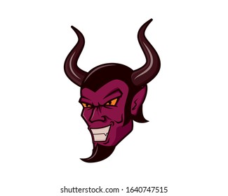 Detailed Smiling Devil Face Illustration