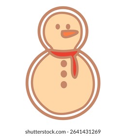 Detailed snowman cookie with coal buttons and smiling face, pastel holiday dessert