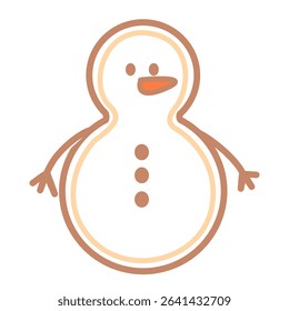 Detailed snowman cookie with coal buttons and smiling face, pastel holiday dessert