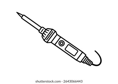 Detailed Soldering Iron Vector Line Art Illustration for Electronics Repair and DIY Projects