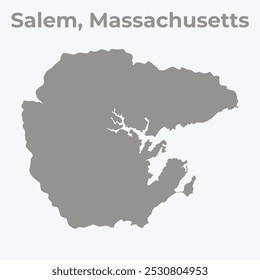 a detailed solid map of Salem, Massachusetts