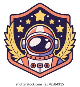 Detailed space emblem with astronaut helmet