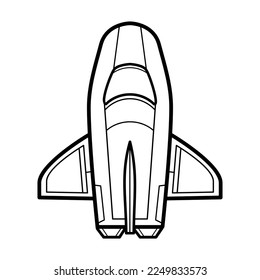 Detailed Spaceship Outline Vector Illustration