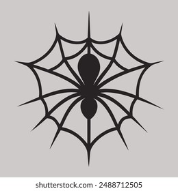 Detaillierte Spider Web und Spider Silhouette Illustration für druckbare Grafiken