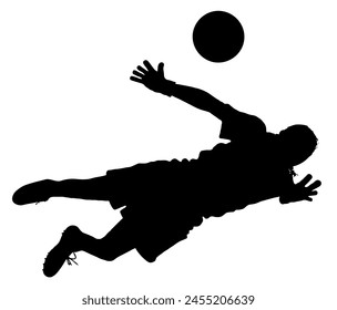 Detailed Sport Silhouette - Female or Woman Soccer Goalie Diving to Stop Ball