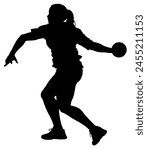 Detailed Sport Silhouette - Girl Discus Thrower Spinning to Throw V2 Refined