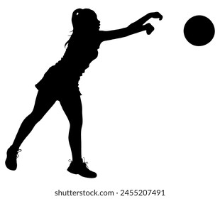 Silueta deportiva detallada - Korfball Ladies League Niña Jugador o Netball Bola de lanzamiento V2 Refinado