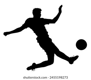 Detailed Sport Silhouette - Male Soccer Player Kicking at Goal V2 Refined