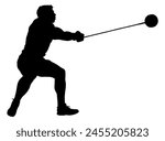 Detailed Sport Silhouette - Men Hammer Thrower Spinning to Throw