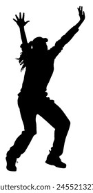 Detailed Sport Silhouette – Woman or Female Cricket Bowler Appealing for LBW