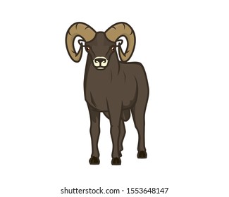 Detailed Standing Bighorn Sheep Illustration