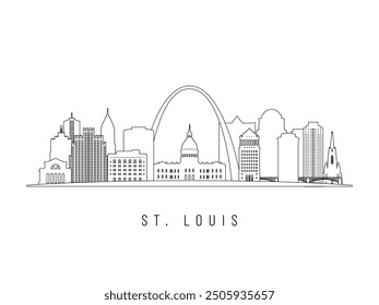 Detailed St.Louis skyline vector illustration. St.Louis buildings in line art style, perfect for modern designs.