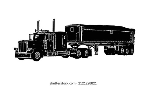 Detailed stone transporting truck illustration