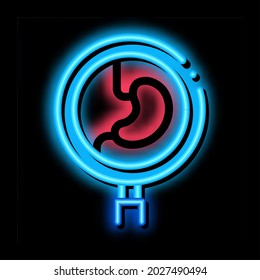 estudio detallado del vector del signo de la luz del neón estomacal. Icono brillante estudio detallado del signo del estómago. ilustración de símbolo transparente