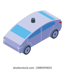 Detailed, stylized isometric police car illustration in vector format with a cartoonstyle design, representing law enforcement and public safety in a modern urban city environment