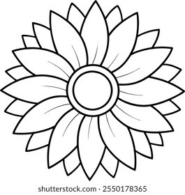 Diseño detallado del Vector del contorno del girasol, ideal para colorear páginas, artes, artes, proyectos del bricolaje, e ilustraciones florales. Perfecto para el uso creativo y educativo de niños y adultos por igual.