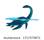 Detailed Swimming Loch Ness Illustration