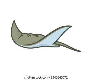 Detailed Swimming Ray Fish Or Stingray Illustration