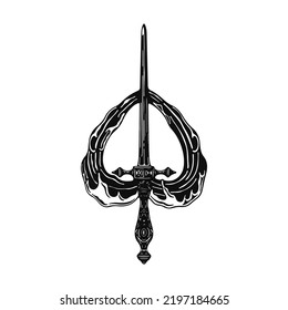 detailed sword silhouette illustration vector