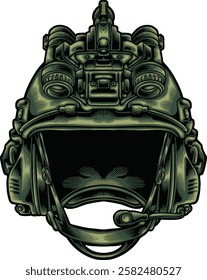 Detailed tactical helmet military premium quality vector illustration 