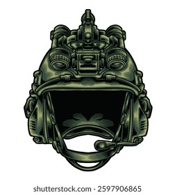 Detailed tactical helmet military premium quality vector illustration